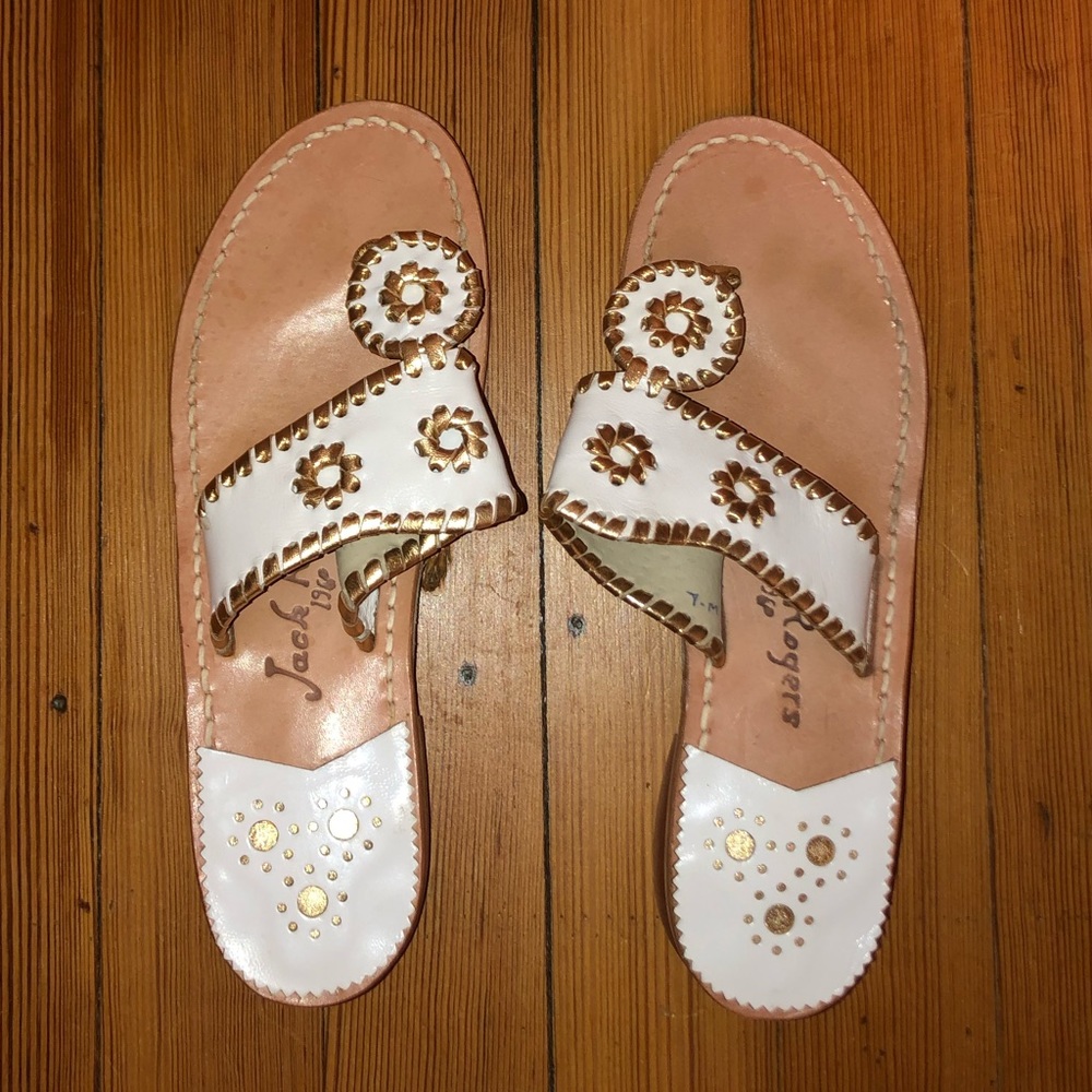 Gently Used White and Gold Jack Rogers
